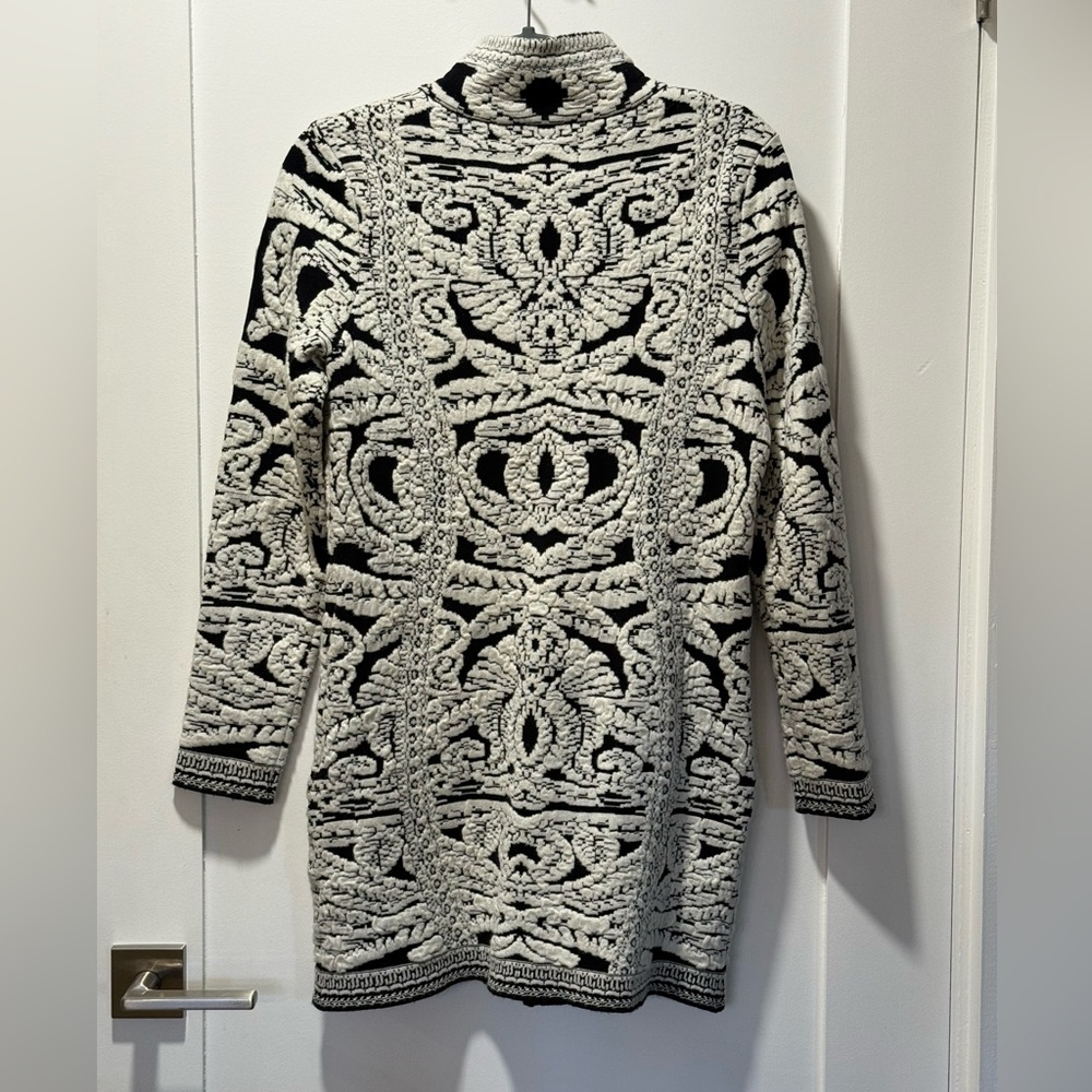 Women's Black and White Knit Jacket - Picture 2 of 3